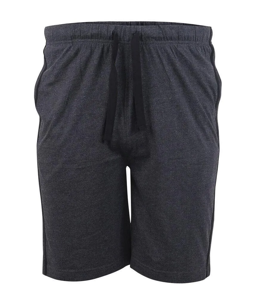 D555 (211309) Mens Pack Of 2  Jersey Short With Side Strip in Black/Charcoal 2XL to 8XL