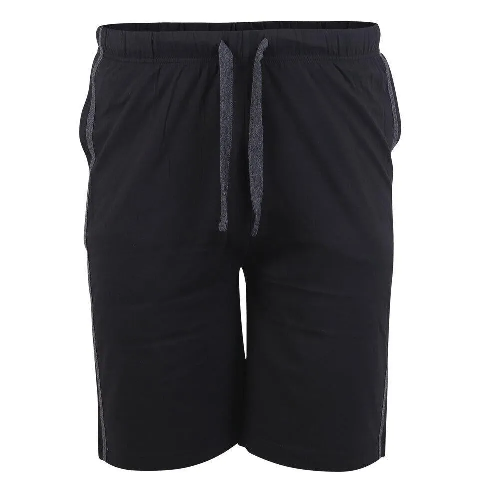 D555 (211309) Mens Pack Of 2  Jersey Short With Side Strip in Black/Charcoal 2XL to 8XL