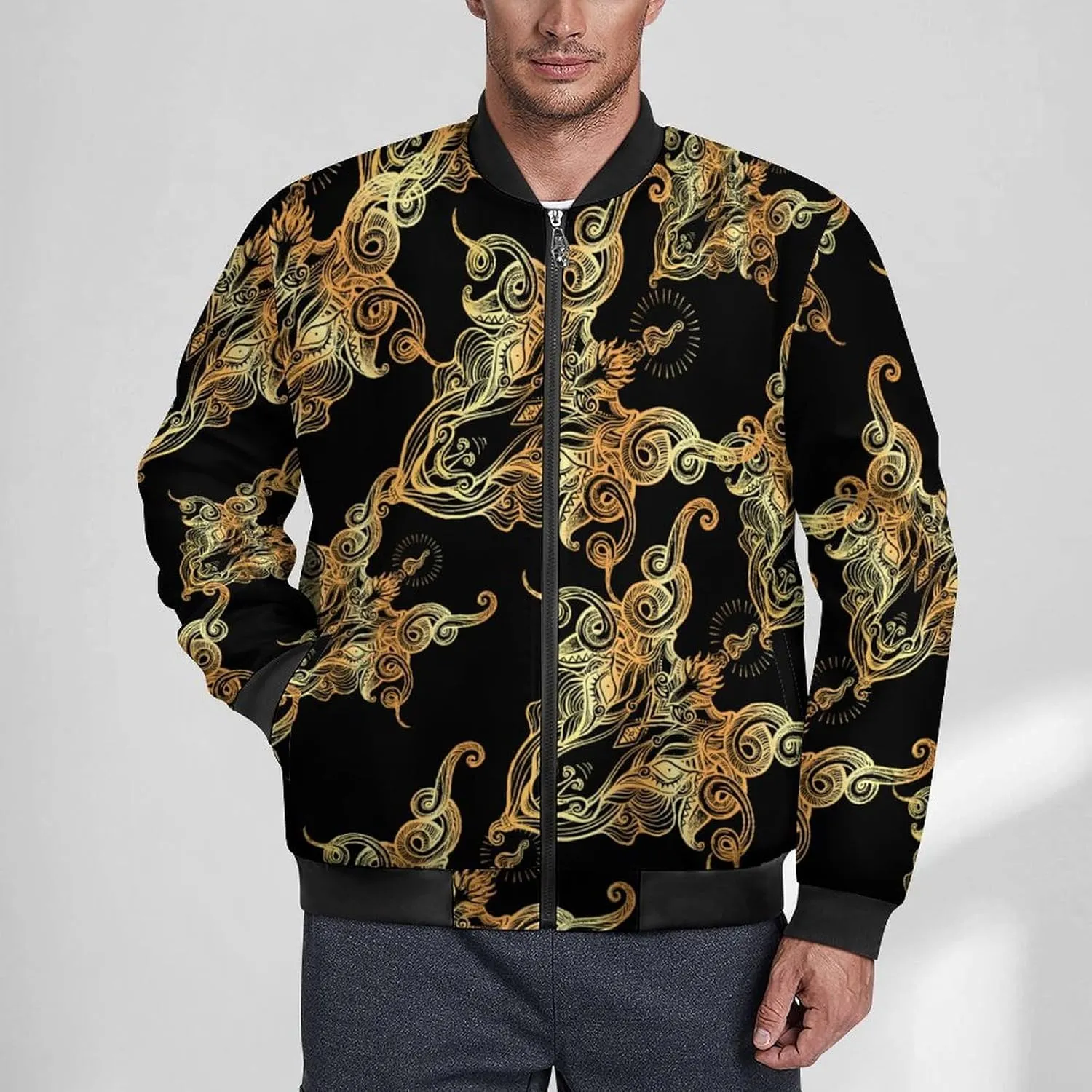 Demon Goat Baphomet Men's Bomber Jacket Lightweight Windbreaker Fashion Spring Fall Coats Casual Jackets for Men