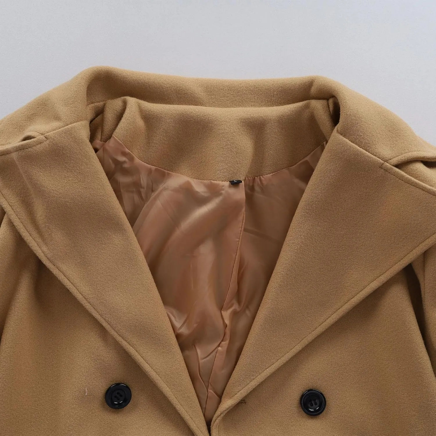 Dgoopd Men's Double Breasted Trench Coat Wool Blend Long Coat Notch Lapel Jacket Casual Pea Coat Windproof Jacket