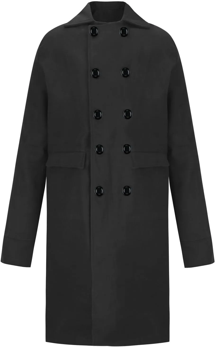 Dgoopd Trench Coat Men Stand Collar Wool Coat Double Breasted Pea Coat Notch Lapel Overcoat Long Winter Coat Casual Jacket