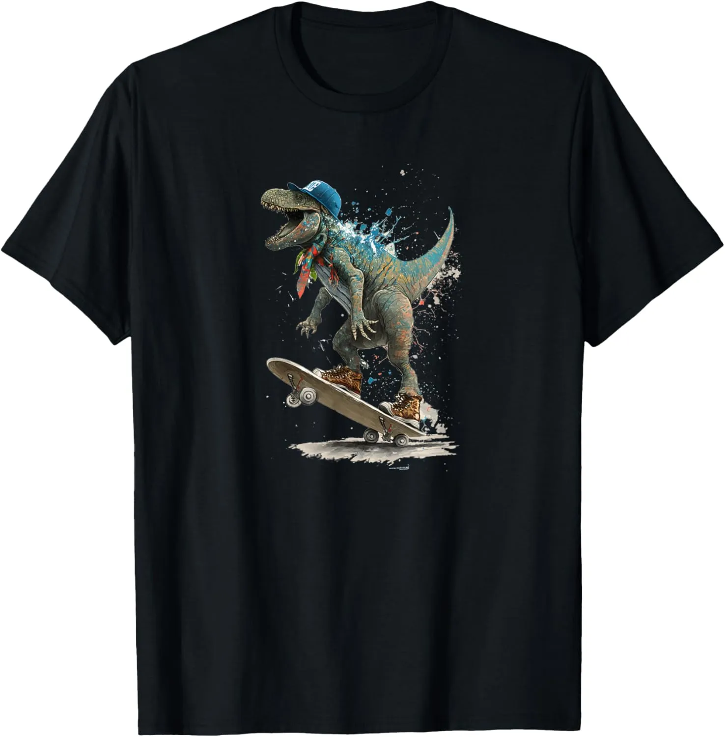 Dinosaur Riding Skateboard Graphic T-Shirt