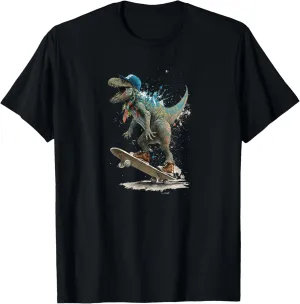 Dinosaur Riding Skateboard Graphic T-Shirt