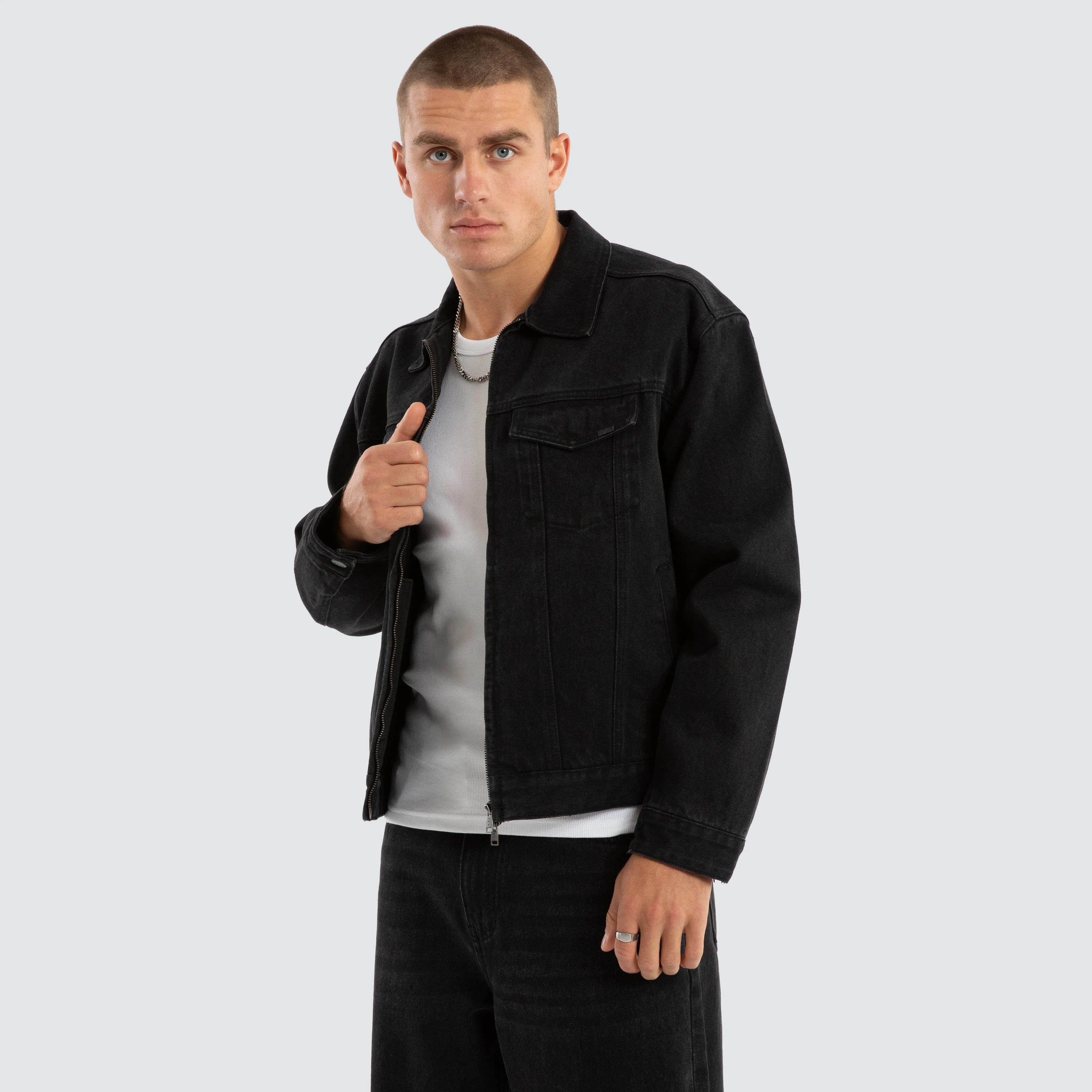 Divide Denim Jacket Jet Black