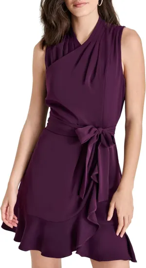 DKNY Women's Sleeveless Asymmetric Wrap Mini Dress
