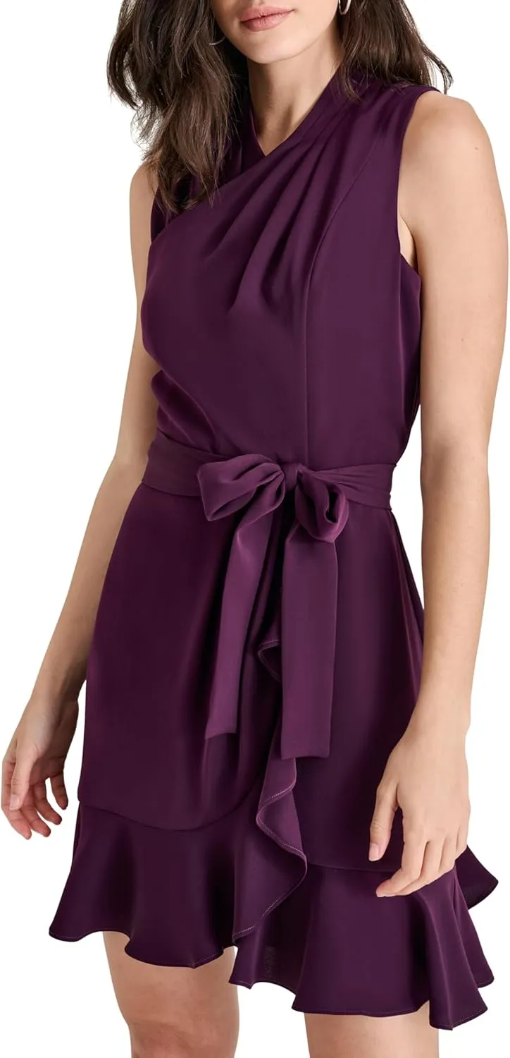 DKNY Women's Sleeveless Asymmetric Wrap Mini Dress