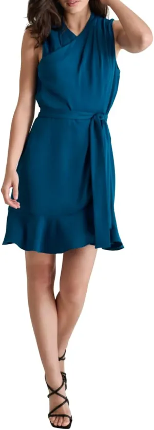 DKNY Women's Sleeveless Asymmetric Wrap Mini Dress