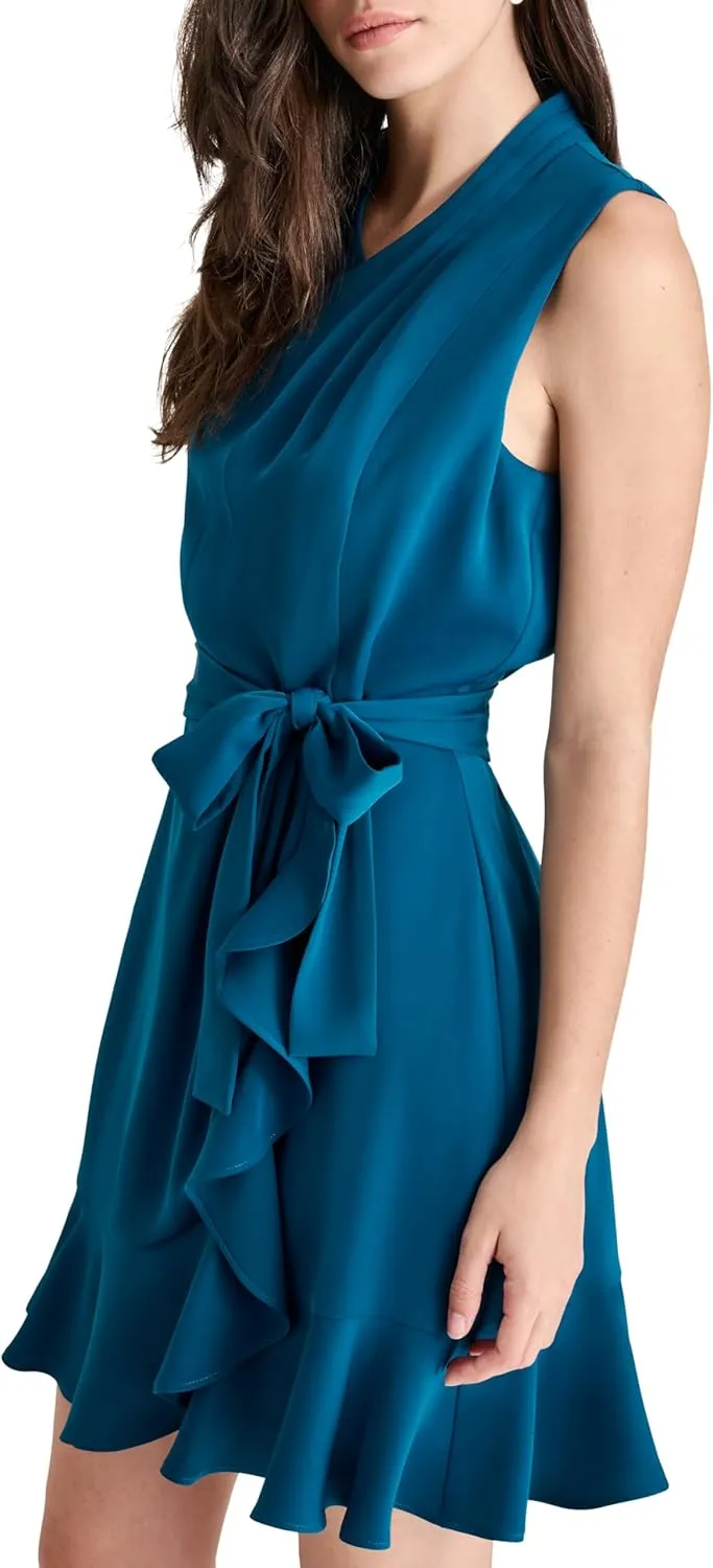 DKNY Women's Sleeveless Asymmetric Wrap Mini Dress