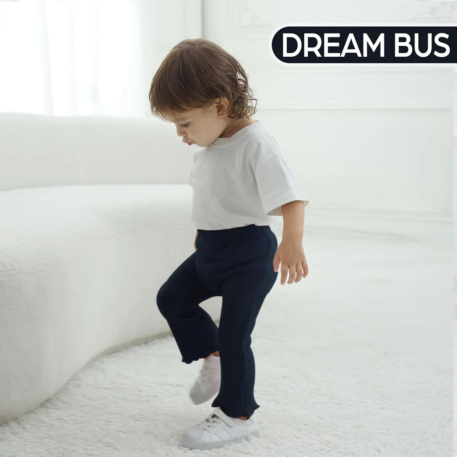 DREAM BUS 3 Pack Baby Girl Pants Toddler Leggings Solid Ribbed Cotton Baby Girls Flare Pants Toddler Bell Bottoms