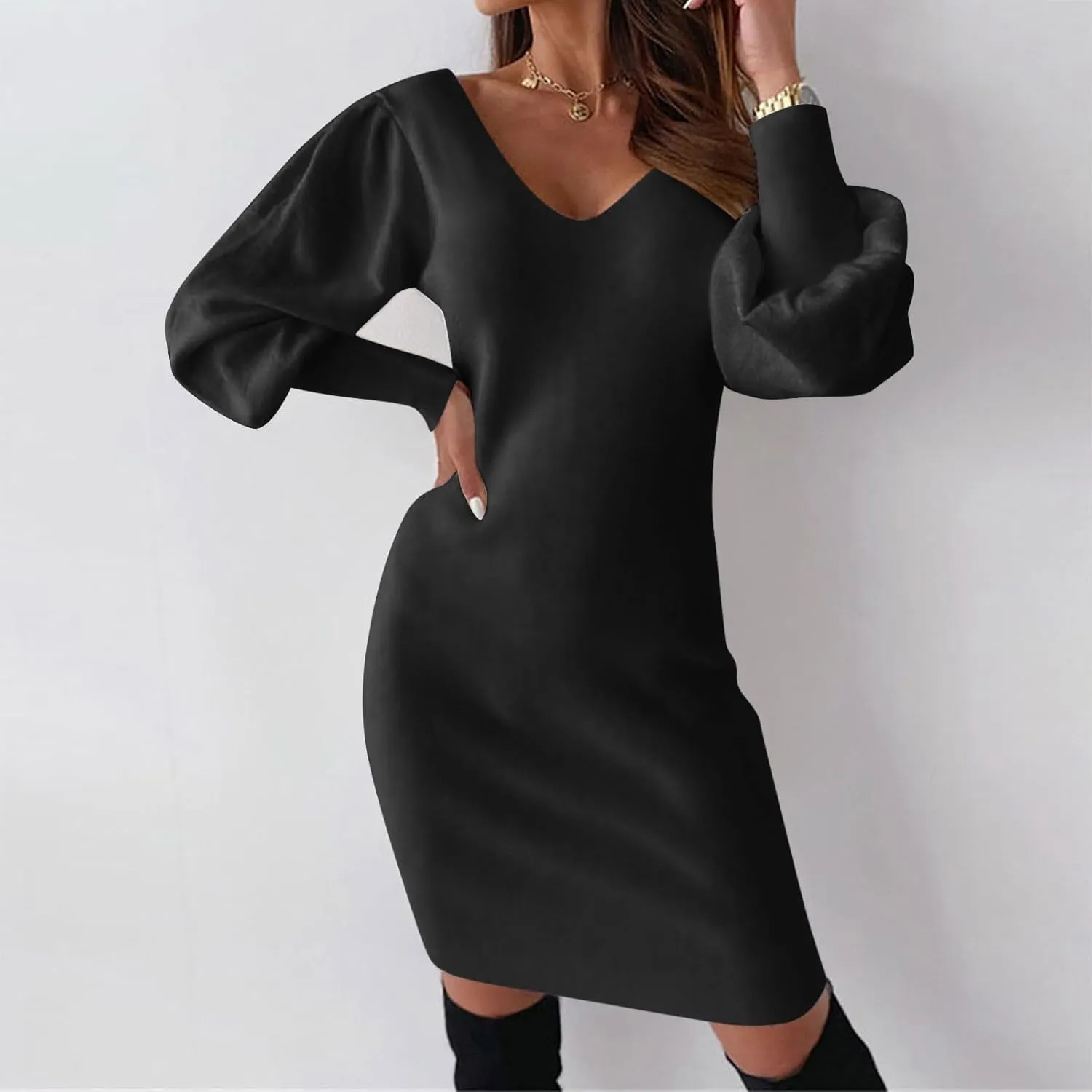 Dresses for Women Lace Crochet Sexy V Neck Backless Bodycon Lantern Sleeve A-Line Mini Dress 2025 Fashion Outfits