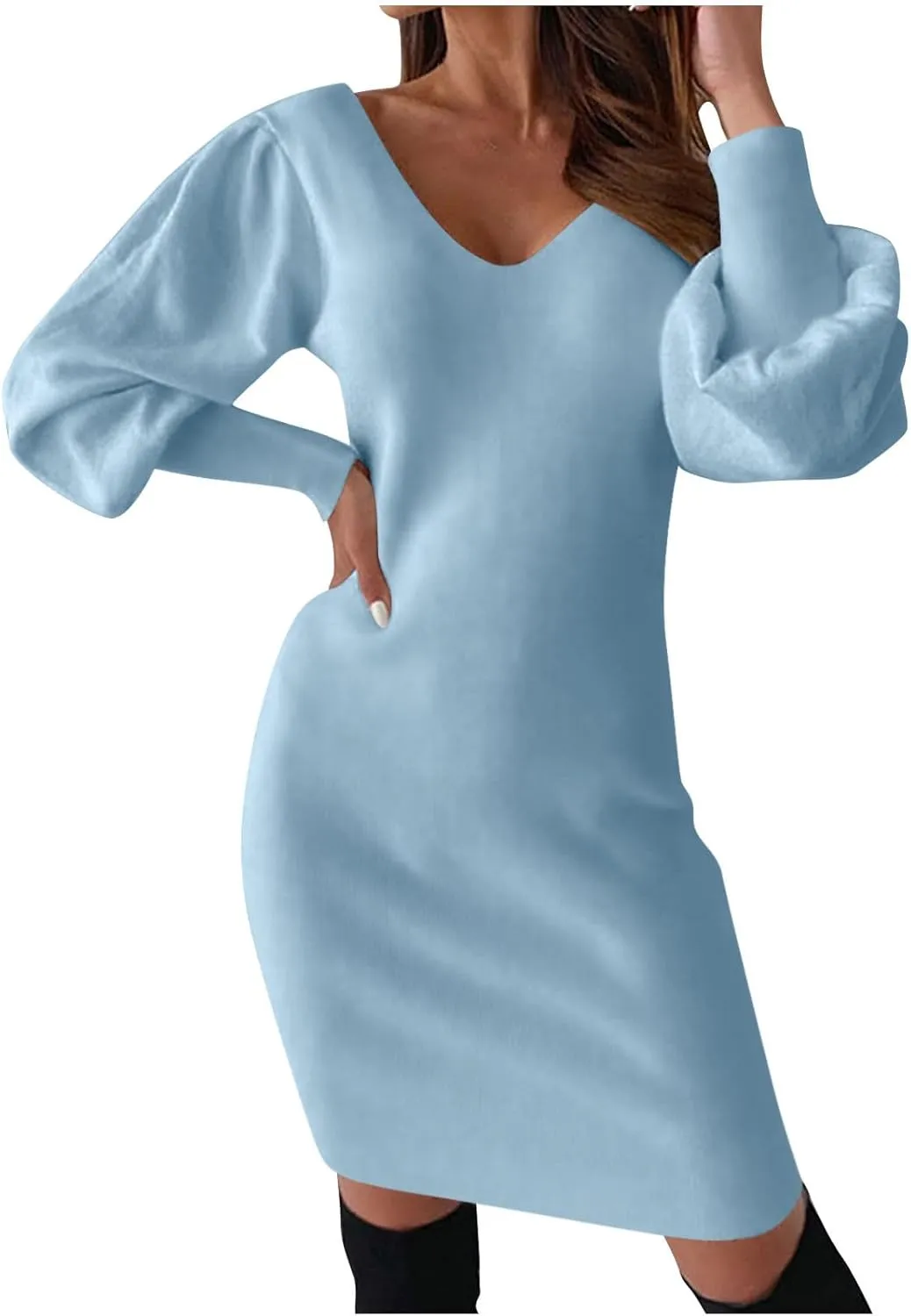 Dresses for Women Lace Crochet Sexy V Neck Backless Bodycon Lantern Sleeve A-Line Mini Dress 2025 Fashion Outfits