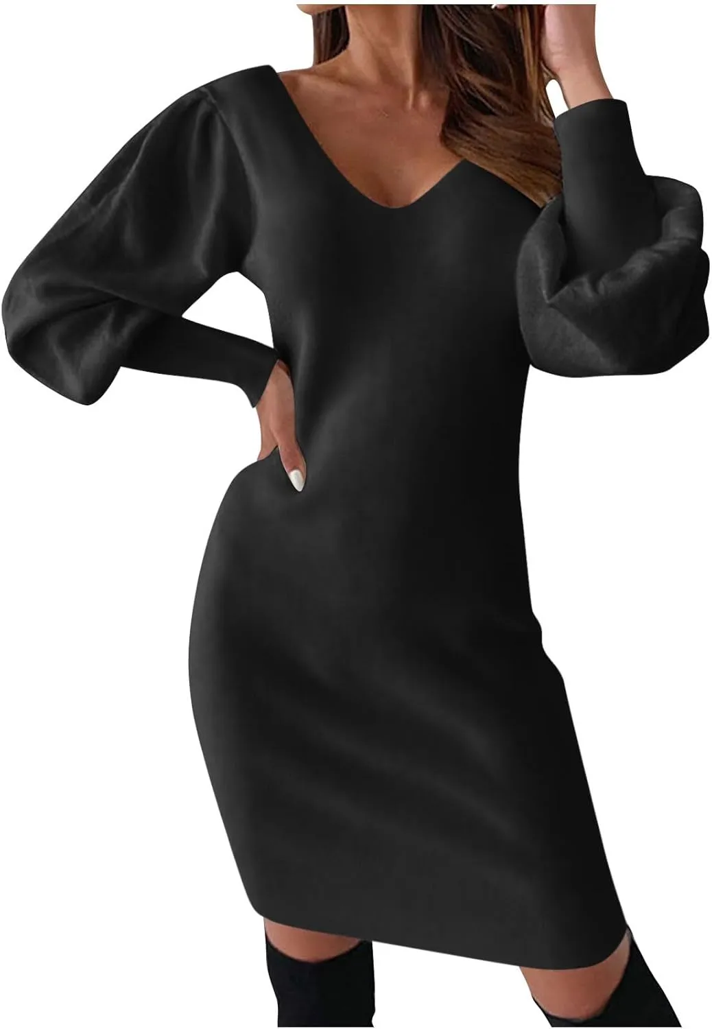 Dresses for Women Lace Crochet Sexy V Neck Backless Bodycon Lantern Sleeve A-Line Mini Dress 2025 Fashion Outfits