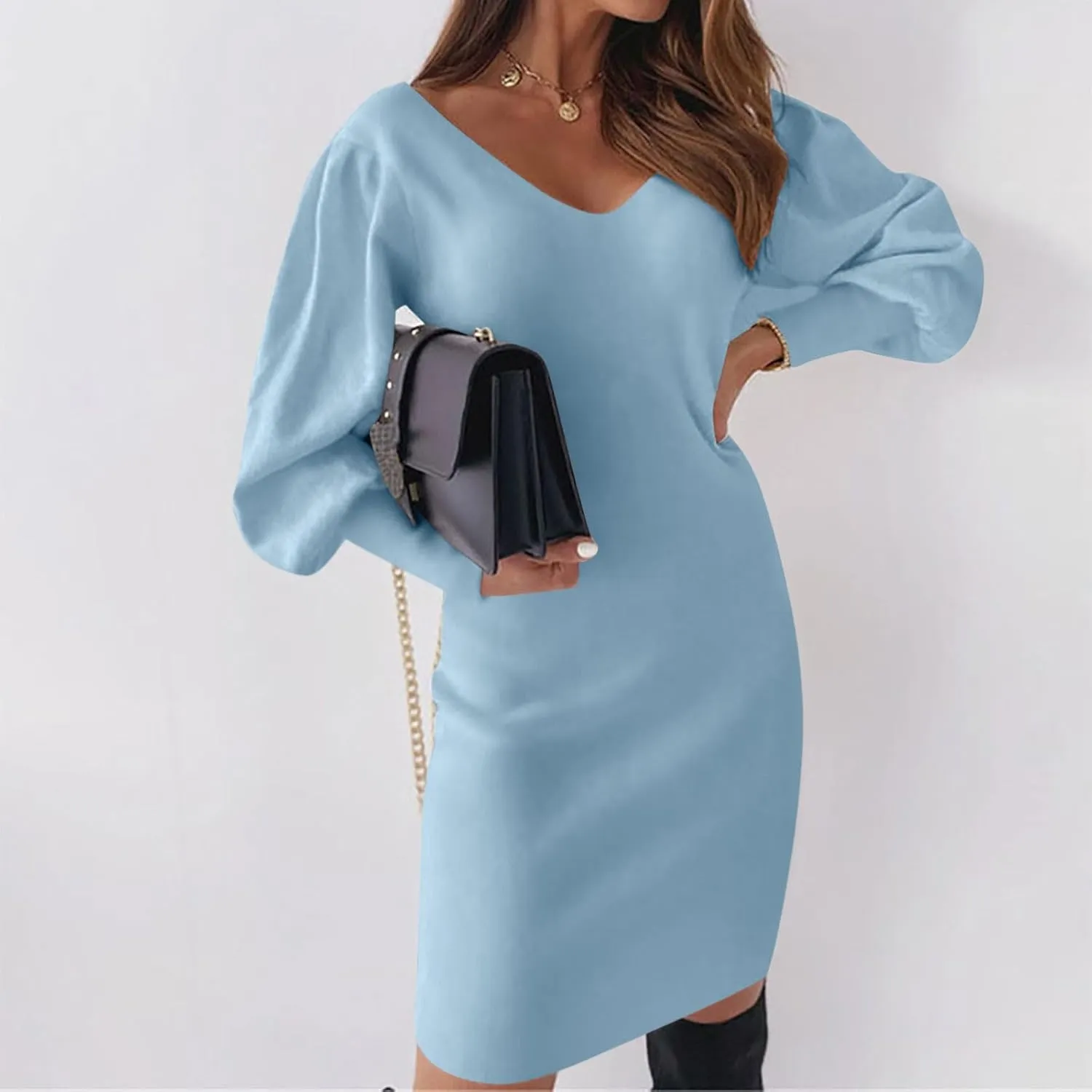 Dresses for Women Lace Crochet Sexy V Neck Backless Bodycon Lantern Sleeve A-Line Mini Dress 2025 Fashion Outfits