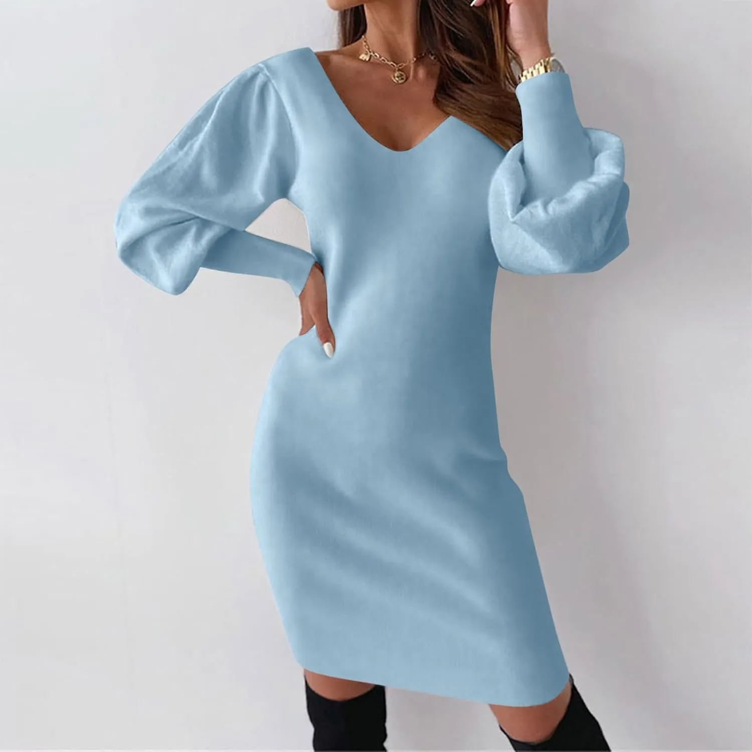Dresses for Women Lace Crochet Sexy V Neck Backless Bodycon Lantern Sleeve A-Line Mini Dress 2025 Fashion Outfits