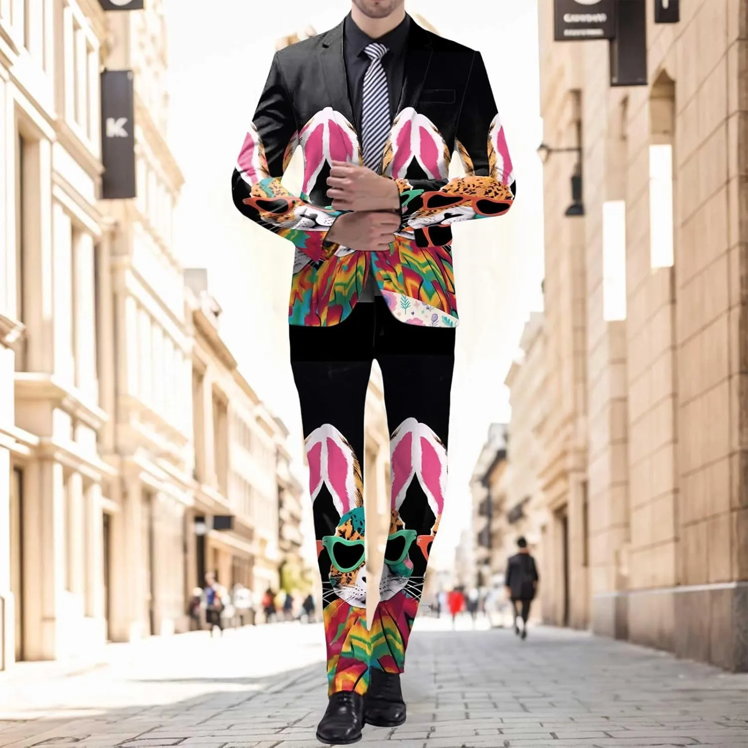 Easter Suits for Men 2 Piece Slim Fit Suit Set Birthday Wedding Party Tuxedo Suits Blazer Jacket Pants