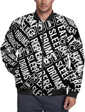EAT Sleep Drum Repeat Men's Bomber Jacket Lightweight Windbreaker Fashion Spring Fall Coats Casual Jackets for Men