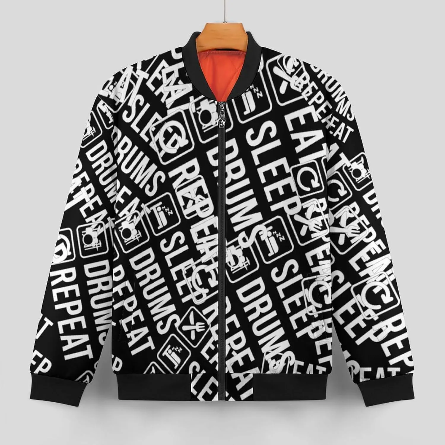 EAT Sleep Drum Repeat Men's Bomber Jacket Lightweight Windbreaker Fashion Spring Fall Coats Casual Jackets for Men