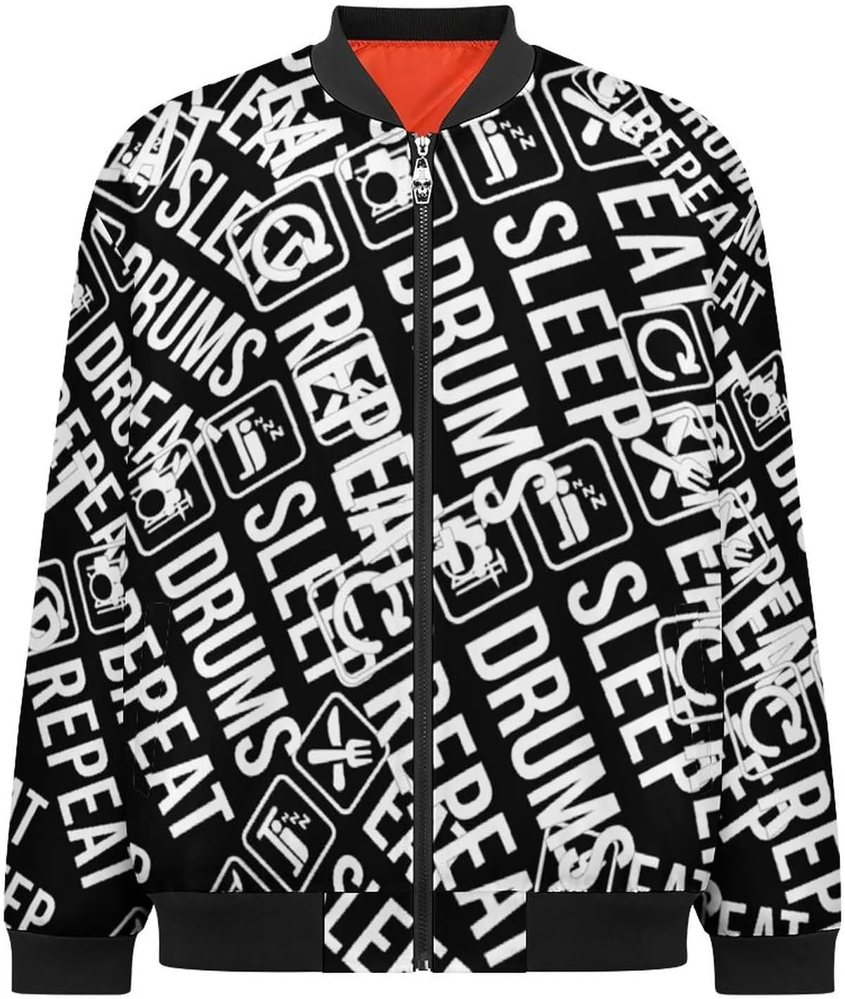 EAT Sleep Drum Repeat Men's Bomber Jacket Lightweight Windbreaker Fashion Spring Fall Coats Casual Jackets for Men
