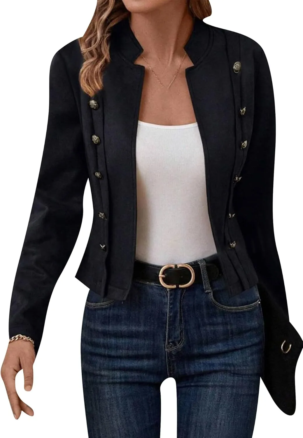 EFOFEI Women's Business Lightweight Jacket Double Breasted Blazer Semi Formal Trendy Coat