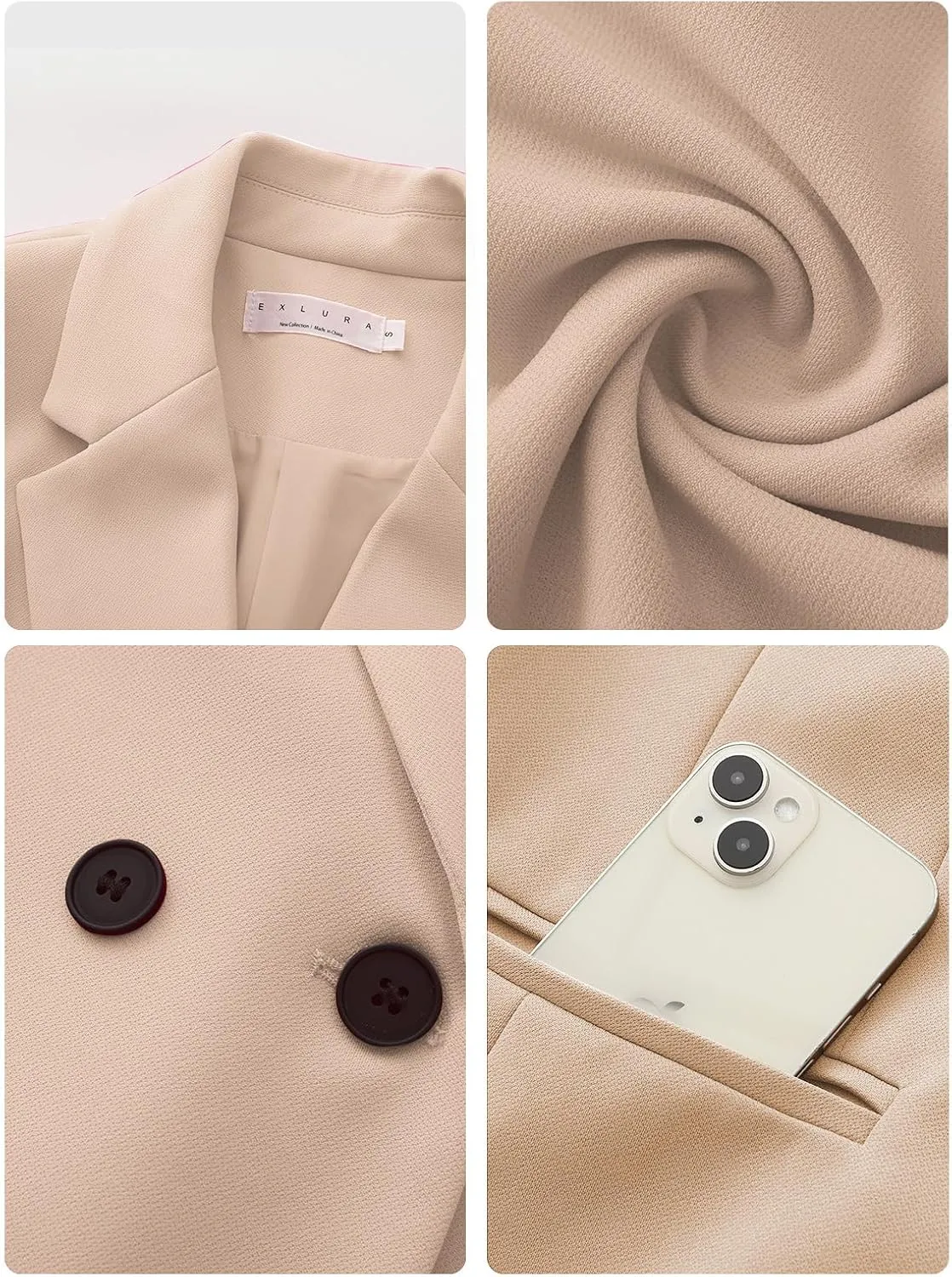 EXLURA Women's Business Casual Blazers Lightweight Long Sleeve Knit Lapel Loose Fit Work Office Suit Jackets with Pocket 2025
