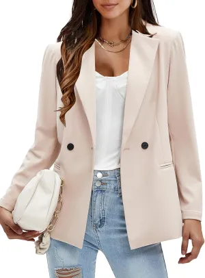 EXLURA Women's Business Casual Blazers Lightweight Long Sleeve Knit Lapel Loose Fit Work Office Suit Jackets with Pocket 2025