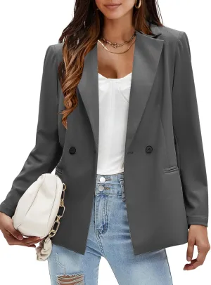 EXLURA Women's Business Casual Blazers Lightweight Long Sleeve Knit Lapel Loose Fit Work Office Suit Jackets with Pocket 2025