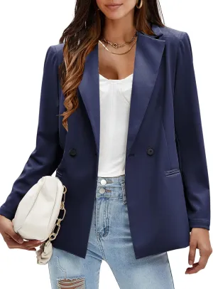 EXLURA Women's Business Casual Blazers Lightweight Long Sleeve Knit Lapel Loose Fit Work Office Suit Jackets with Pocket 2025