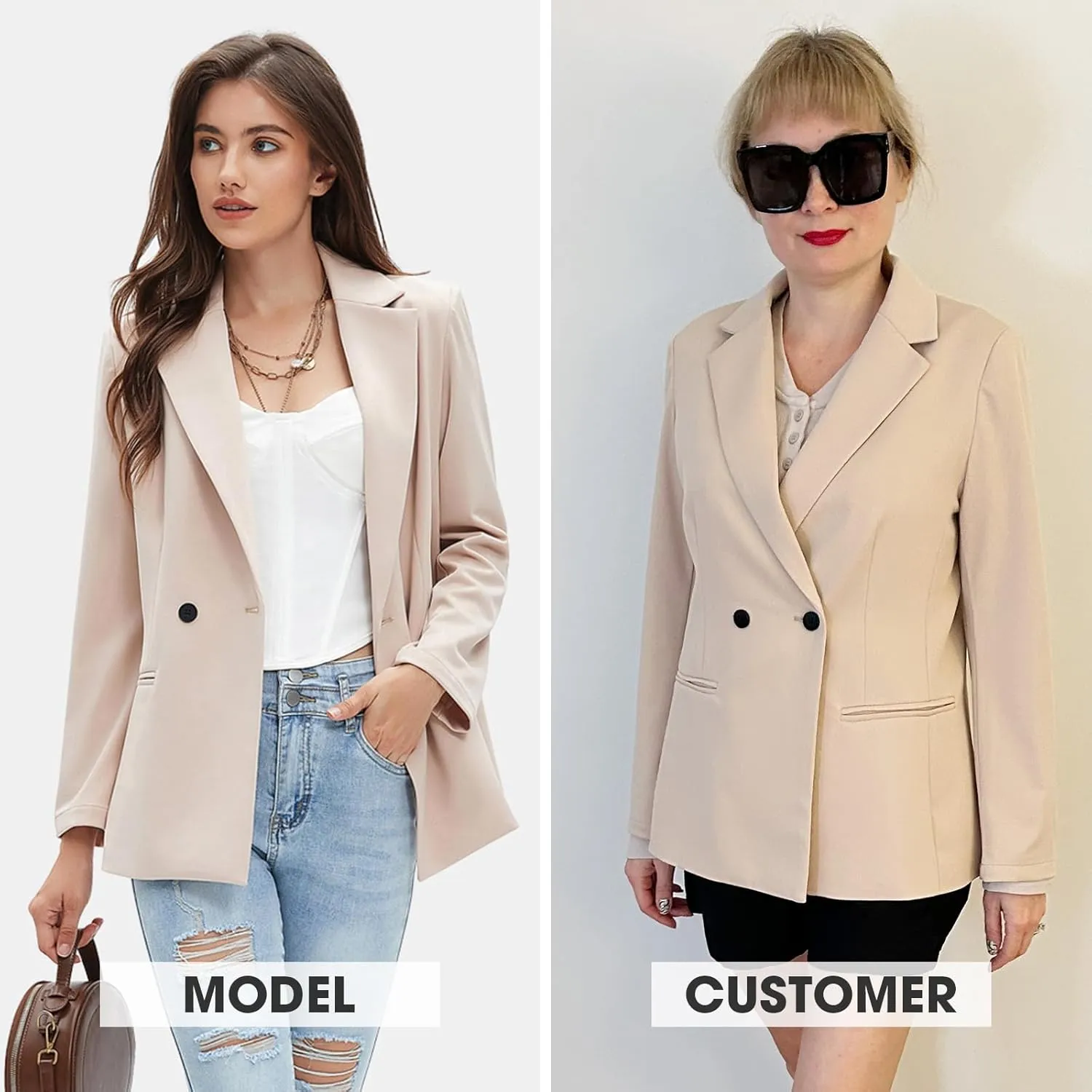EXLURA Women's Business Casual Blazers Lightweight Long Sleeve Knit Lapel Loose Fit Work Office Suit Jackets with Pocket 2025