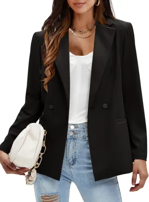 EXLURA Women's Business Casual Blazers Lightweight Long Sleeve Knit Lapel Loose Fit Work Office Suit Jackets with Pocket 2025
