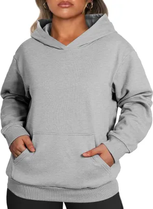 Eytino Plus Size Sweatshirt for Women Casual Long Sleeve Pullover Hooded Tops with Pockets Fall Outfits Clothes(1X-5X)
