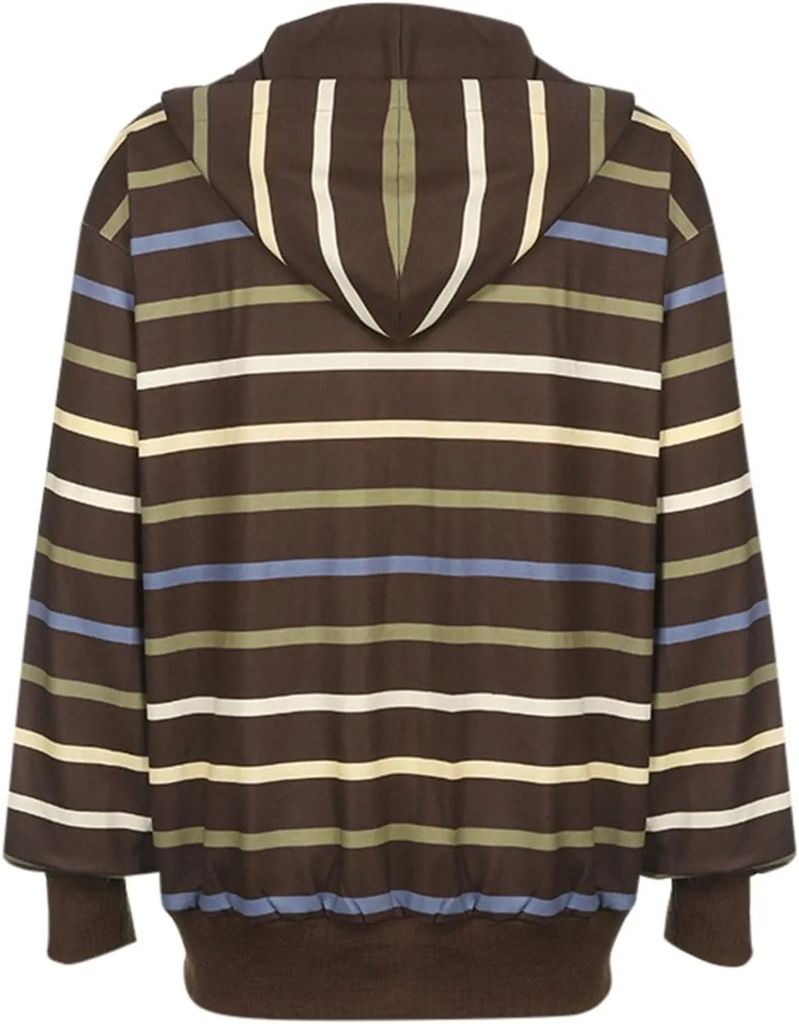 Fall Outfits For Women 2024 Trendy Zip Up Hoodie Oversized Striped Jackets For Women Lightweight With Pocket