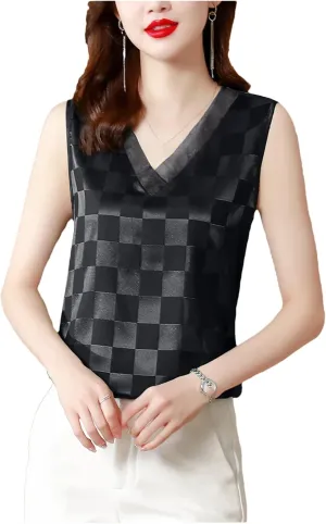 Fashion Women's Summer Camisole Sleeveless V-Neck Casual Satin Woman Clothes