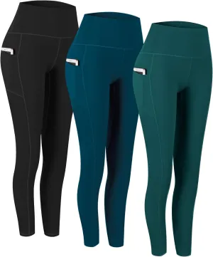 Fengbay 3 Pack High Waist Yoga Pants,Yoga Pants for Women Tummy Control Workout Pants 4 Way Stretch Leggings with Pockets