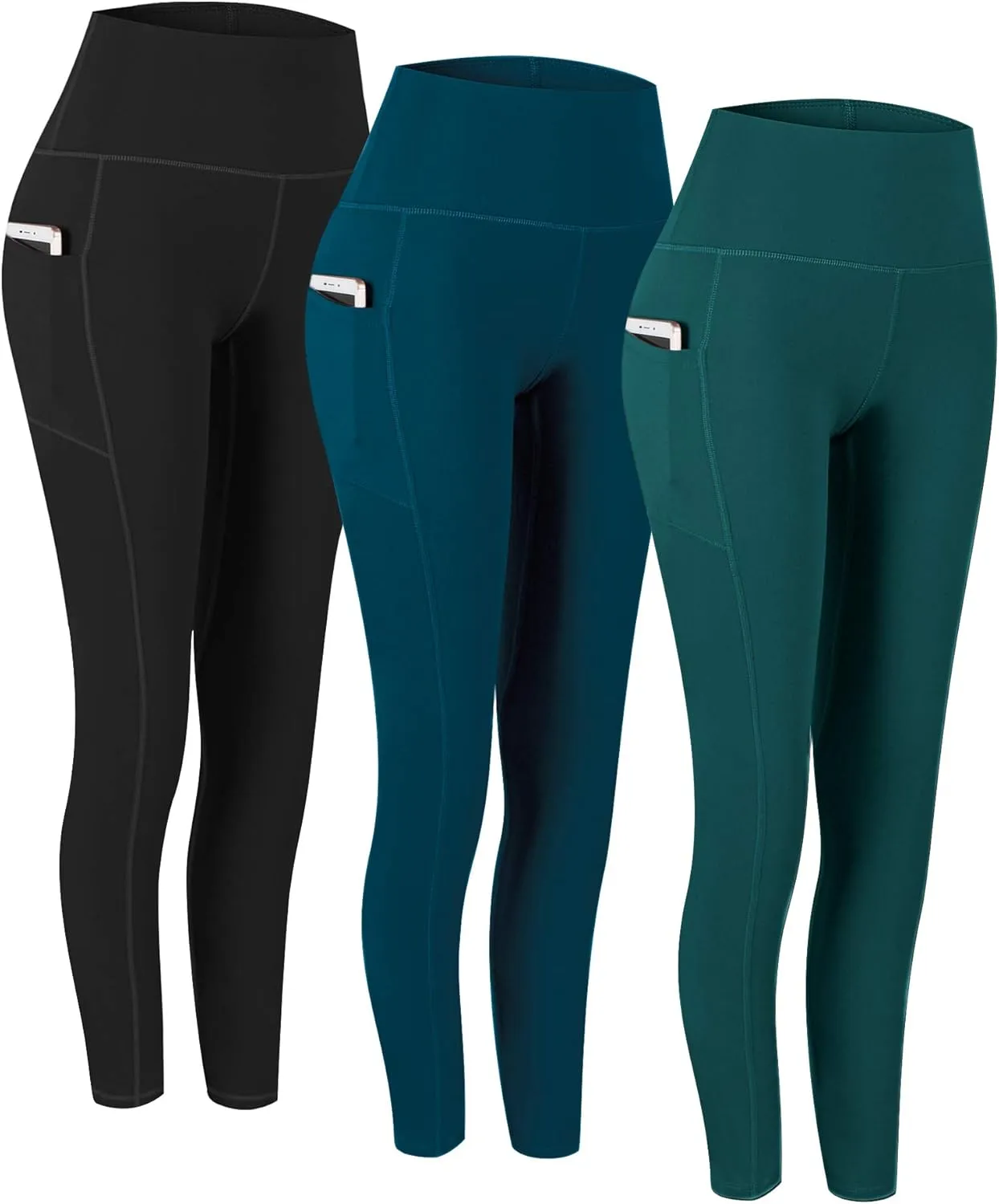 Fengbay 3 Pack High Waist Yoga Pants,Yoga Pants for Women Tummy Control Workout Pants 4 Way Stretch Leggings with Pockets
