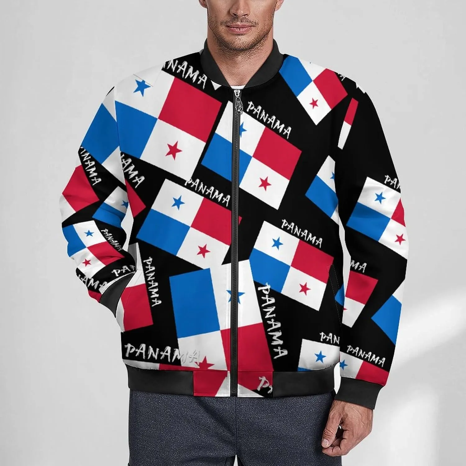 Flag of Panama Men's Bomber Jacket Lightweight Windbreaker Fashion Spring Fall Coats Casual Jackets for Men