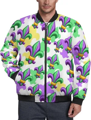 Fleur De Lis Men's Bomber Jacket Lightweight Windbreaker Fashion Spring Fall Coats Casual Jackets for Men