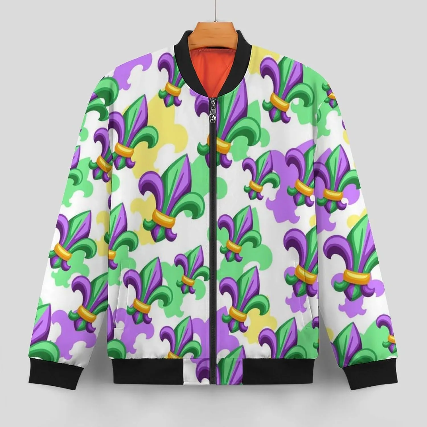 Fleur De Lis Men's Bomber Jacket Lightweight Windbreaker Fashion Spring Fall Coats Casual Jackets for Men
