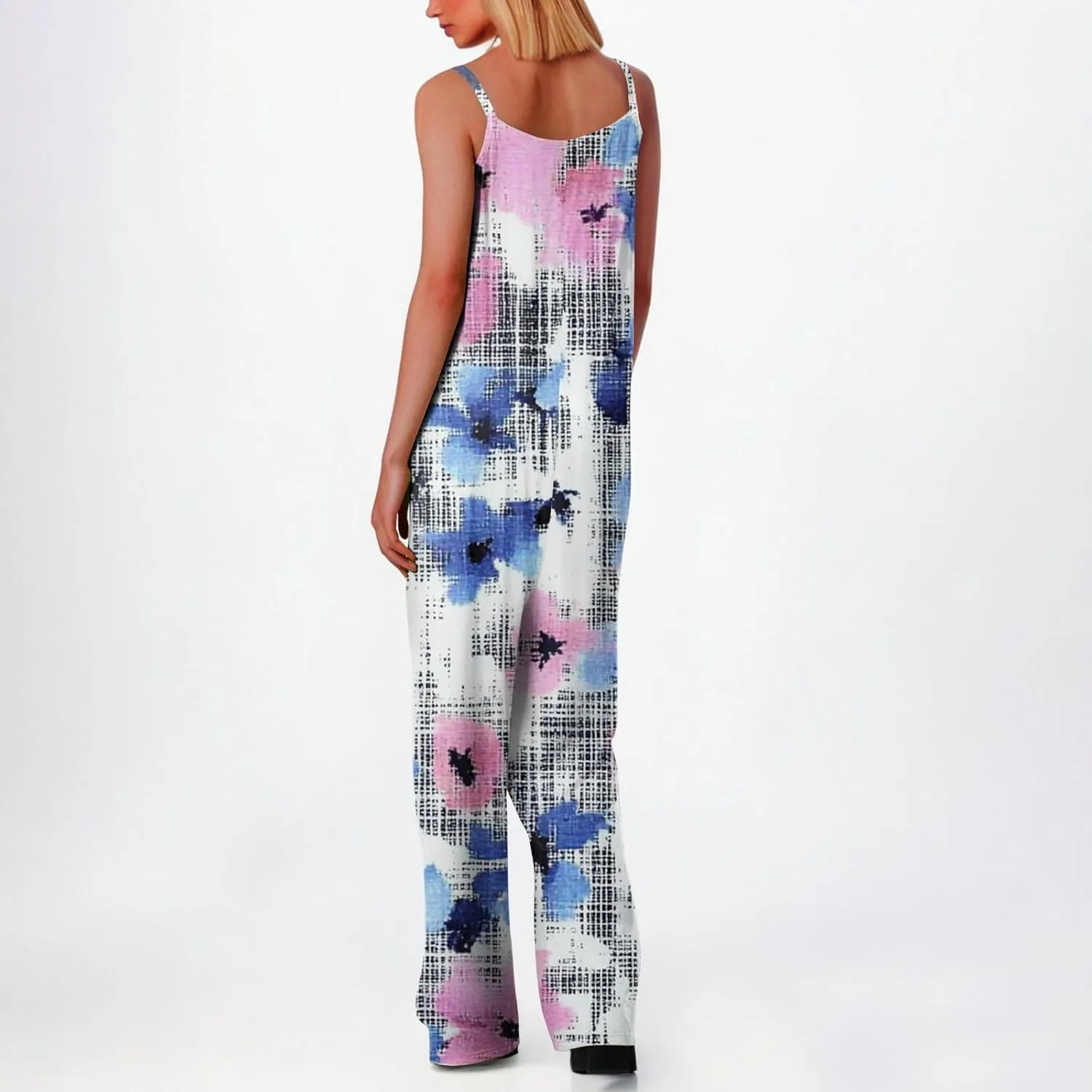 Floral Jumpsuits for Women Summer Boho Jumpsuits Casual Wide Leg Long Pant Rompers One Piece Beach Vacation Outfits