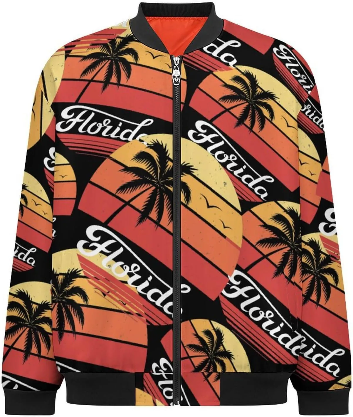 Florida Palm Sunset Men's Bomber Jacket Lightweight Windbreaker Fashion Spring Fall Coats Casual Jackets for Men