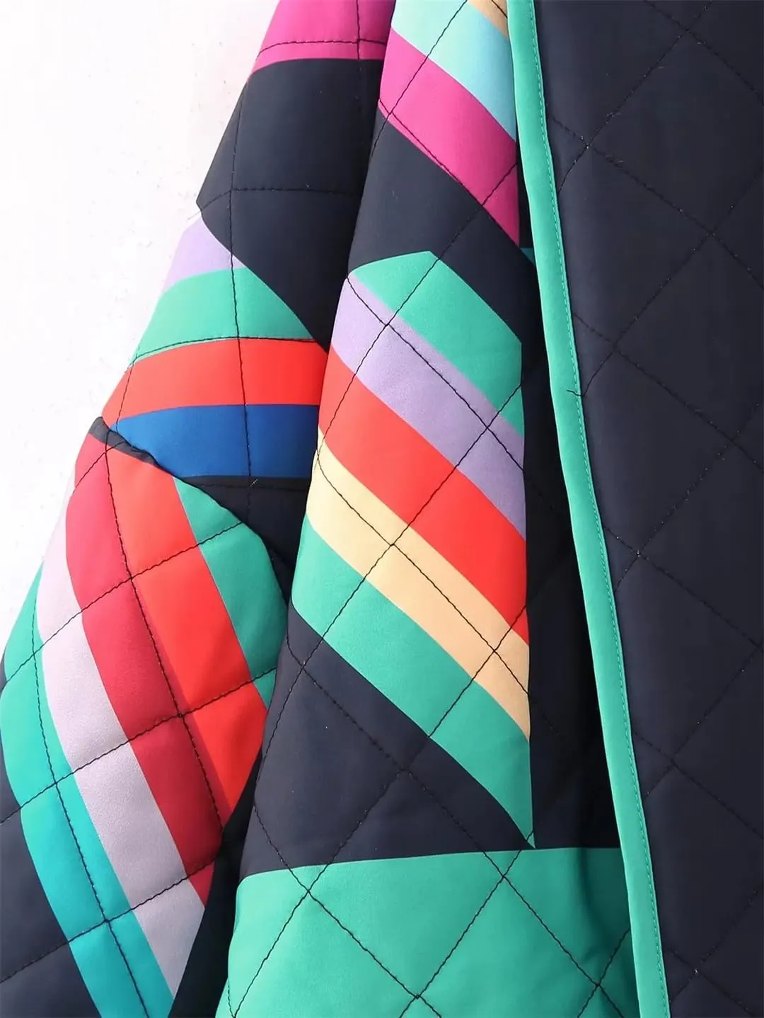 Fnfmrfmr Women Patchwork Cotton Padded Coat Winter Long Sleeve Open Front Loose Jacket Top Parkas