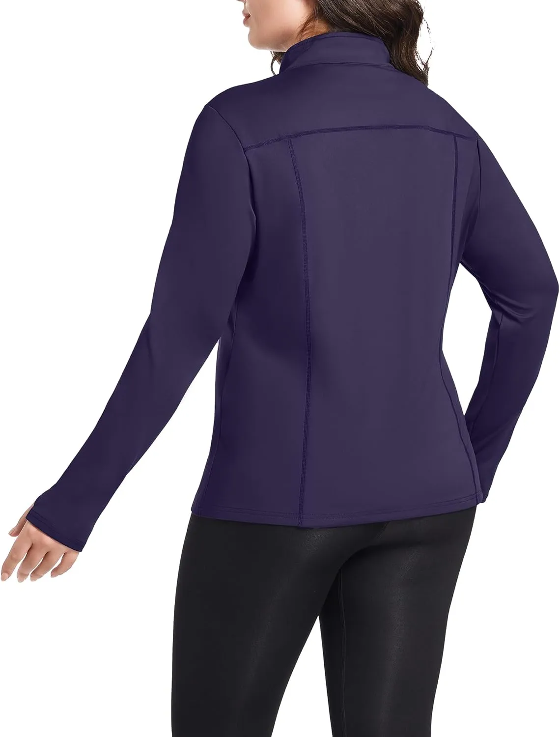 FOREYOND Plus Size Jackets for Women Athletic Workout Running Jacket Full Zip up Lightweight Yoga Tops with Thumb Holes
