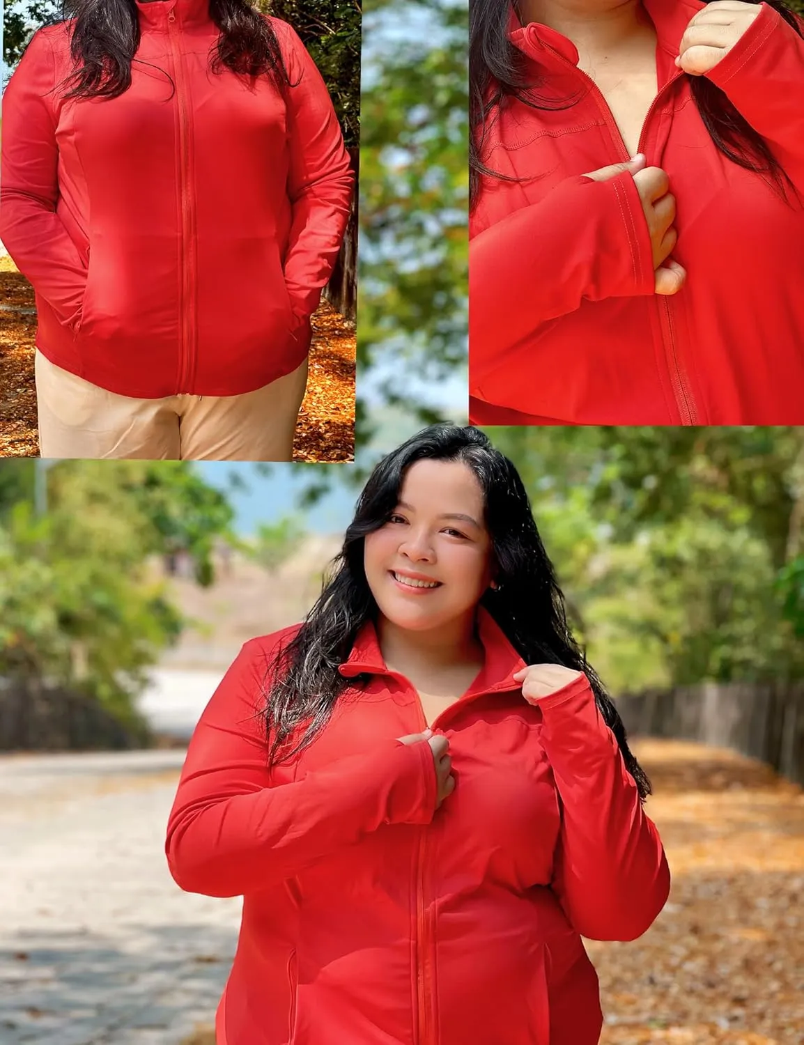 FOREYOND Plus Size Jackets for Women Athletic Workout Running Jacket Full Zip up Lightweight Yoga Tops with Thumb Holes