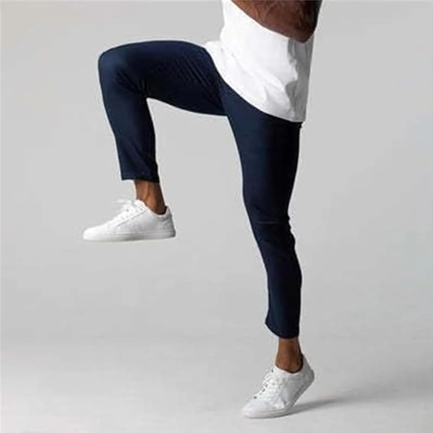 Foueo Active Chinos, Active Pants Men, Mens Chinos Slim Fit Stretch Skinny Tapered Dress Pants Casual Solid Trousers