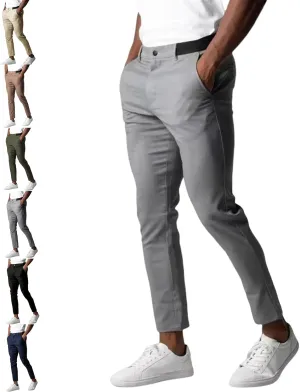 Foueo Active Chinos, Active Pants Men, Mens Chinos Slim Fit Stretch Skinny Tapered Dress Pants Casual Solid Trousers