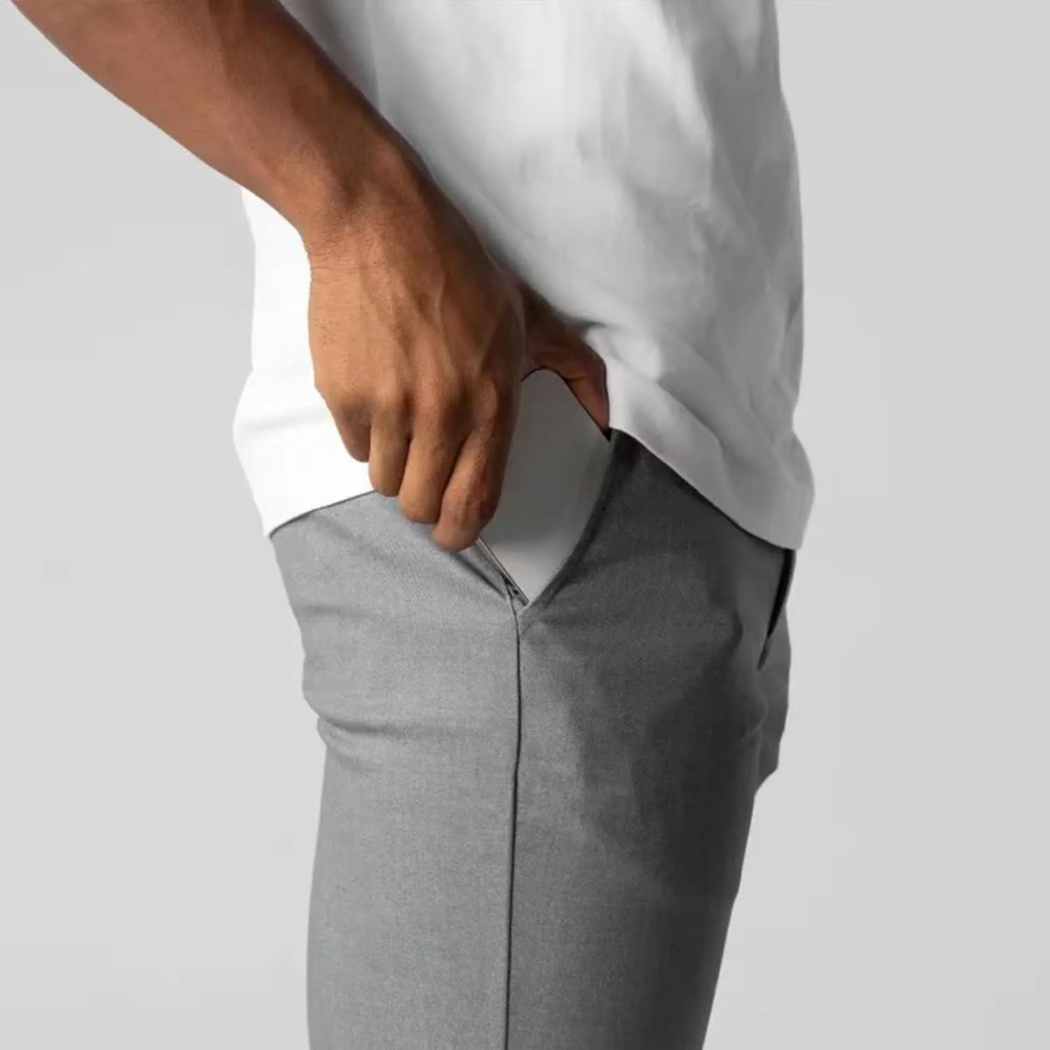 Foueo Active Chinos, Active Pants Men, Mens Chinos Slim Fit Stretch Skinny Tapered Dress Pants Casual Solid Trousers
