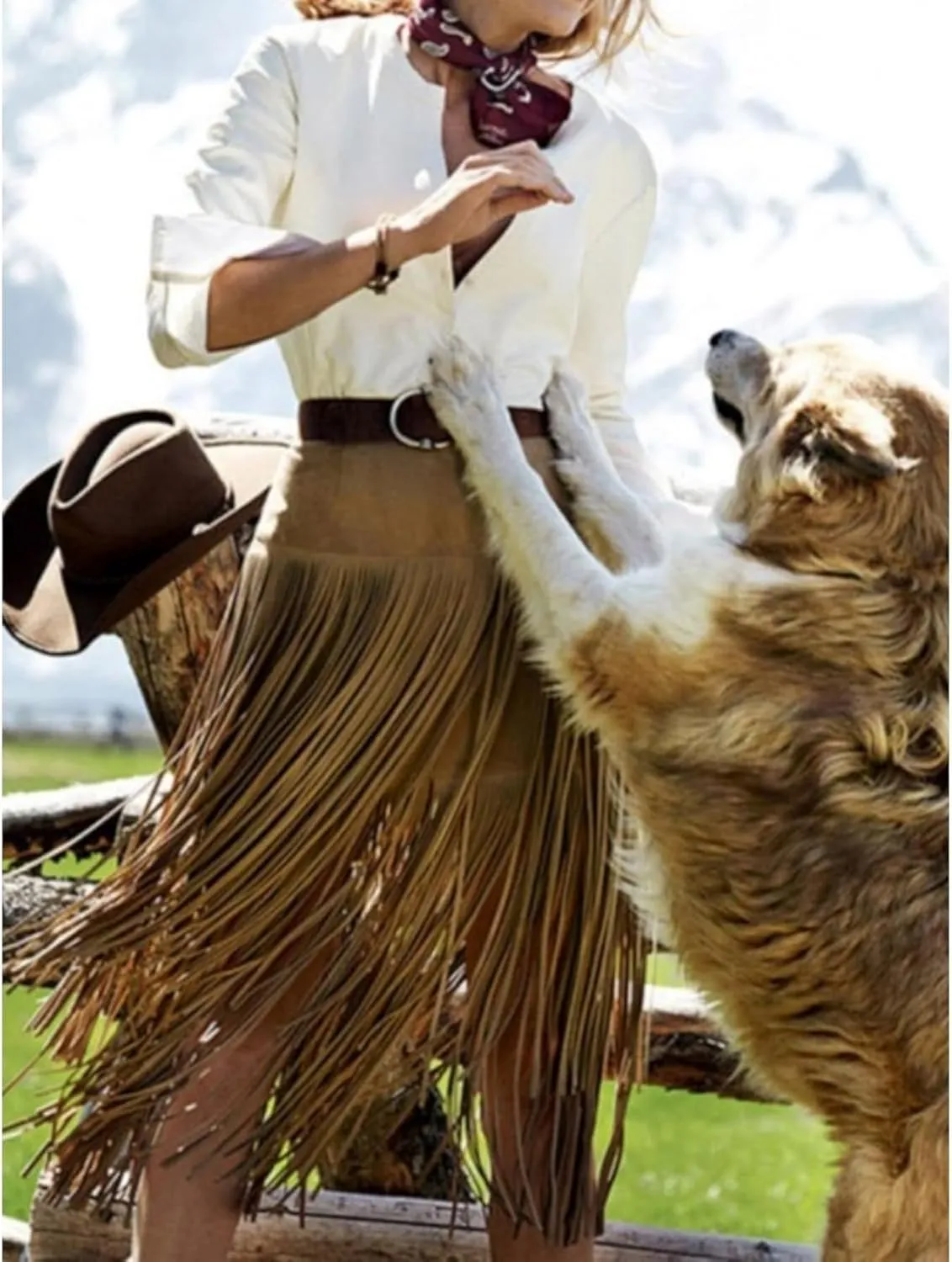 Fringe Midi High Waist Layered Tassel Suede Cowboy Bodycon Pencil Cozy Trendy Casual Skirts