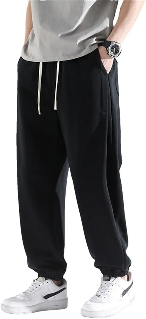 FULBHPRINT Men's Jogger Sweatpants Drawstring Streetwear Casual Baggy Trousers Cotton Loose Harem Pant Plus Size