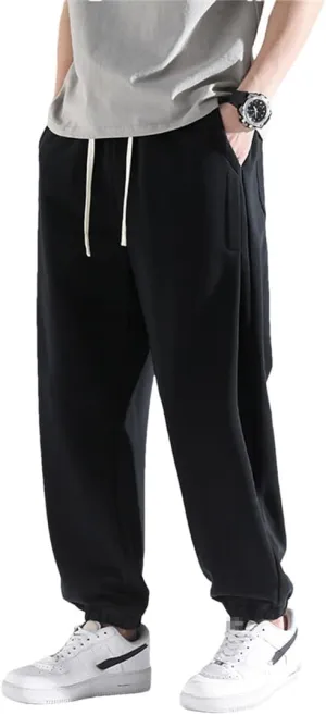 FULBHPRINT Men's Jogger Sweatpants Drawstring Streetwear Casual Baggy Trousers Cotton Loose Harem Pant Plus Size