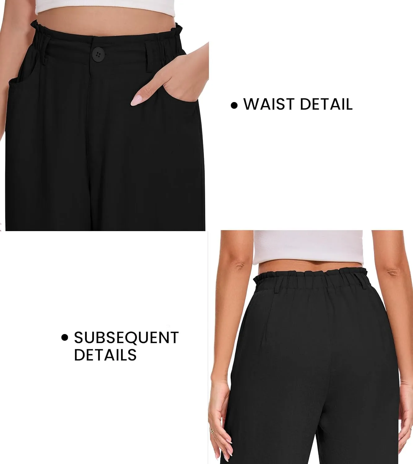 FUNYYZO Women Summer Capri Pants Trousers Pants Drawstring Waist Wide Leg Casual Loose Fit Dressy Pants