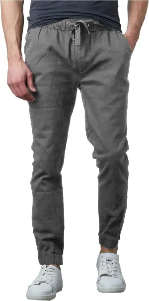 Galaxy by Harvic Men's Basic Stretch Twill Joggers Chinos Hiking Drawstring